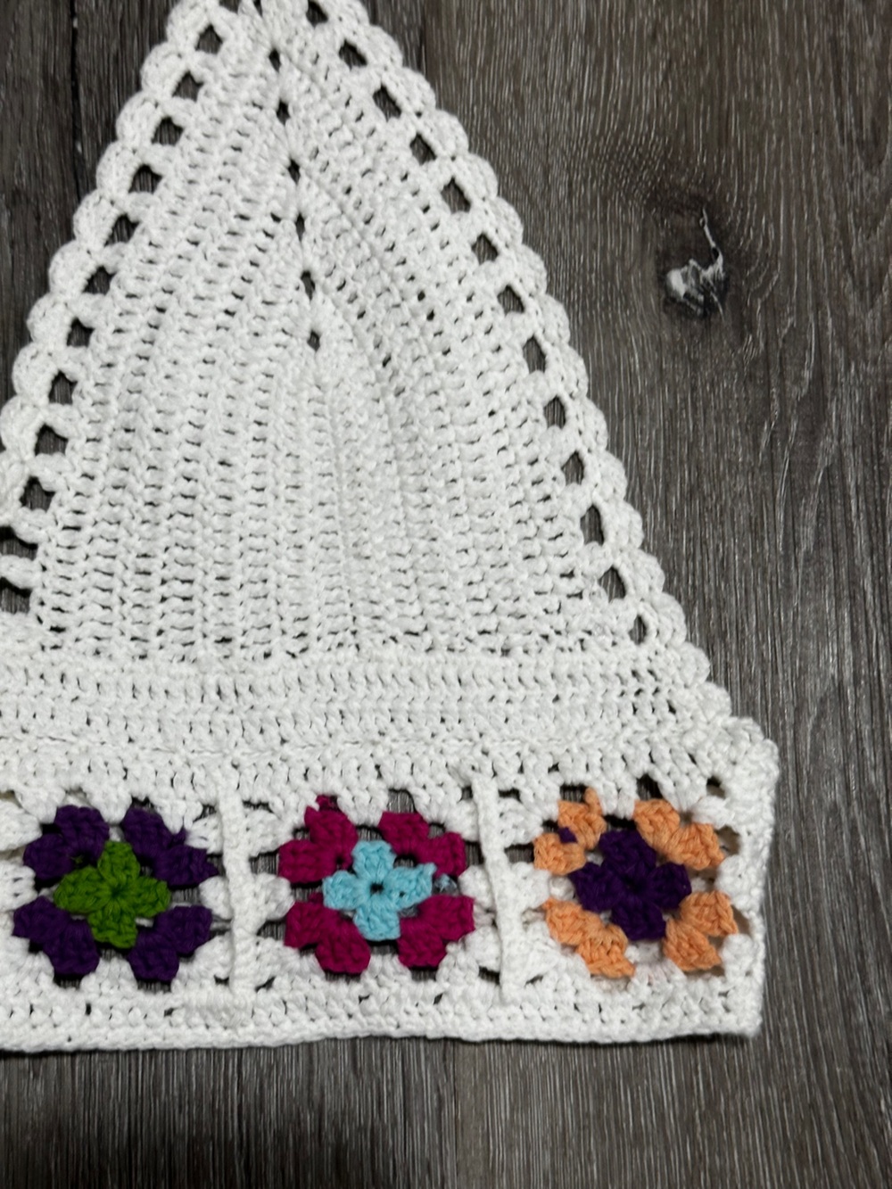 Crochet Halter Top Granny Square Floral Festival Boho Fairycore Tie Back Top - Picture 5 of 10